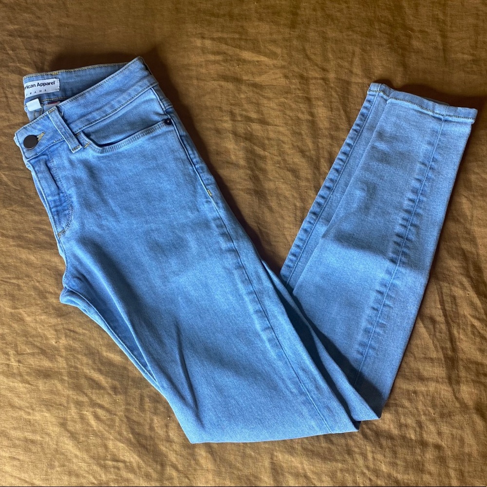 American Apparel Light Wash Regular Waist Jeans